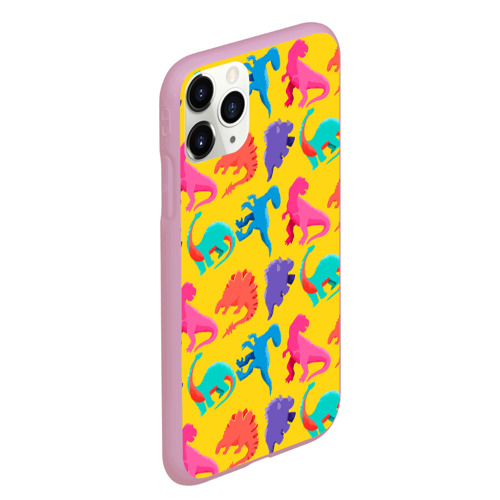 Чехол для iPhone 11 Pro Max матовый Coloured dinosaur, цвет розовый - фото 3