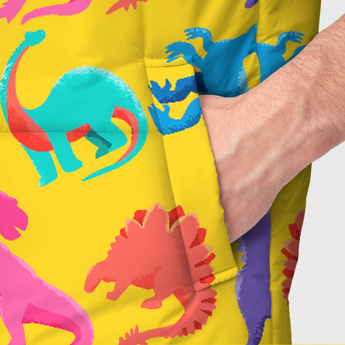 Мужской жилет утепленный 3D Coloured dinosaur, цвет светло-серый - фото 6