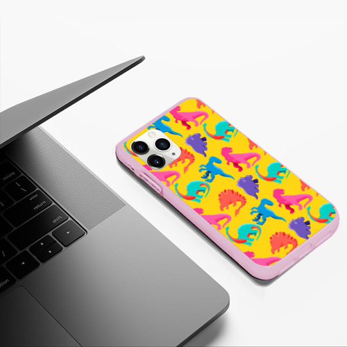 Чехол для iPhone 11 Pro Max матовый Coloured dinosaur, цвет розовый - фото 5