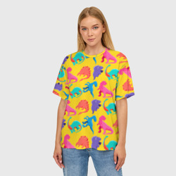 Женская футболка oversize 3D Coloured dinosaur - фото 2