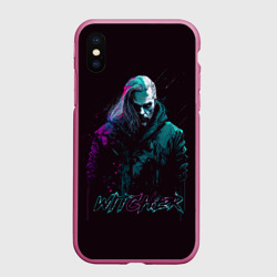 Чехол для iPhone XS Max матовый Ведьмак в неоновом стиле