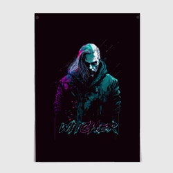 Постер Ведьмак в неоновом стиле
