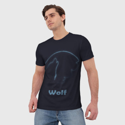 Мужская футболка 3D Вой волка - фото 2
