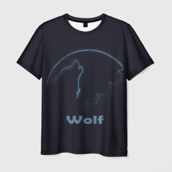 Мужская футболка 3D Вой волка