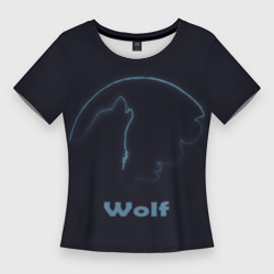 Женская футболка 3D Slim Вой волка