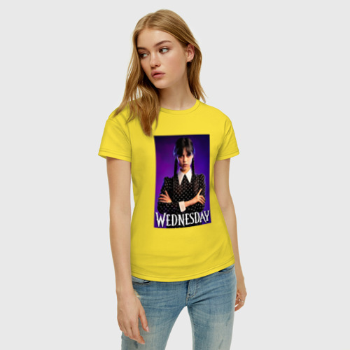 Женская футболка хлопок с принтом Арт Уенздей, фото на моделе #1