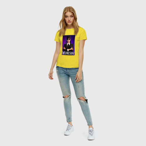 Женская футболка хлопок с принтом Арт Уенздей, вид сбоку #3