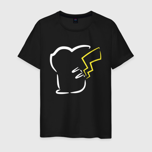 Мужская футболка хлопок Пикачу минимализм, цвет черный