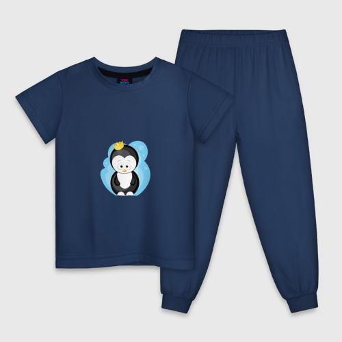 Детская пижама хлопок с принтом Королевский пингвин, вид спереди #2