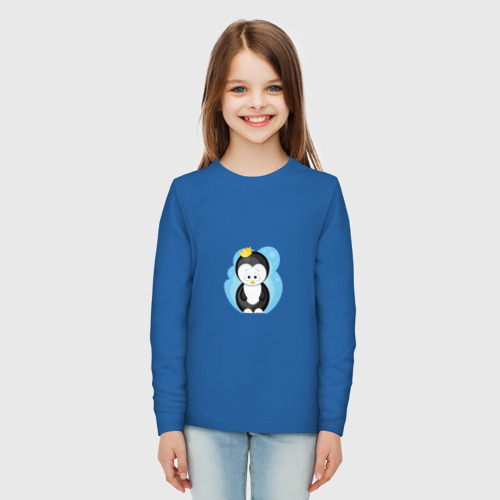 Детский лонгслив хлопок с принтом Королевский пингвин, вид сбоку #3