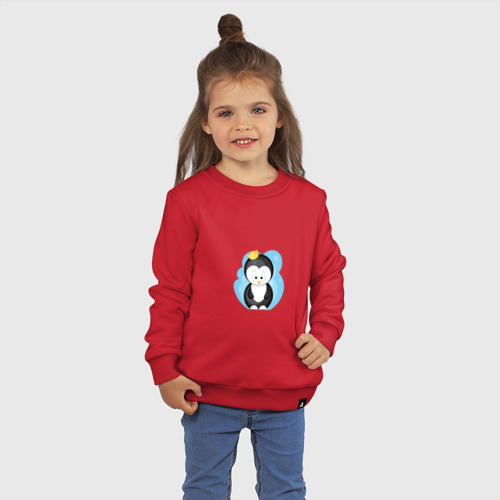 Детский свитшот хлопок с принтом Королевский пингвин, фото на моделе #1