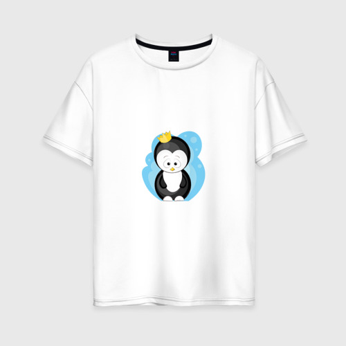Женская футболка хлопок Oversize с принтом Королевский пингвин, вид спереди #2