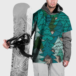 Накидка на куртку 3D Ежи в еловом лесу
