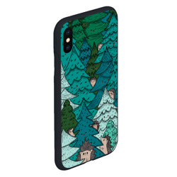 Чехол для iPhone XS Max матовый Ежи в еловом лесу - фото 2