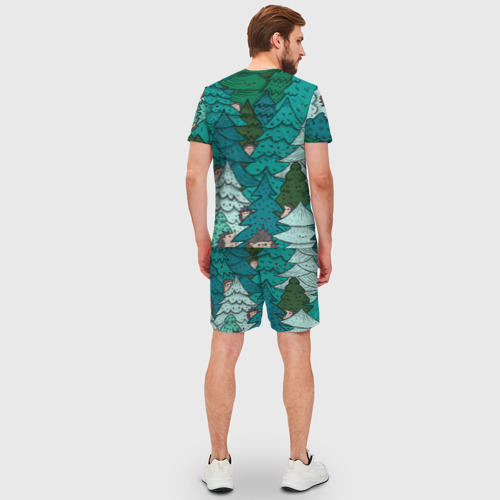 Мужской костюм с шортами 3D Ежи в еловом лесу, цвет 3D печать - фото 4
