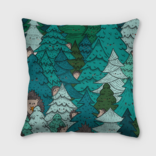 Подушка 3D Ежи в еловом лесу - фото 2