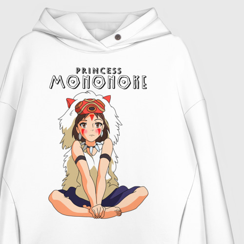 Женское худи Oversize хлопок Princess Мононоке, цвет белый - фото 3