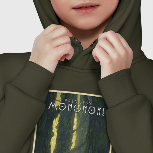 Детское худи Oversize хлопок Mononoke poster, цвет хаки - фото 7