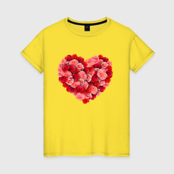 Женская футболка хлопок Сердце составленное из роз