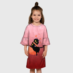 Детское платье 3D Пара черных котов и красное сердце - фото 2
