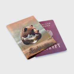 Обложка для паспорта матовая кожа Портрет медведя в технике двойной экспозиции - фото 2