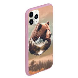 Чехол для iPhone 11 Pro Max матовый Портрет медведя в технике двойной экспозиции - фото 2