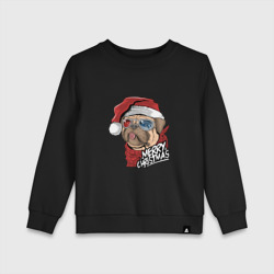 Детский свитшот хлопок Pug merry christmas