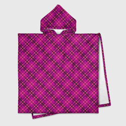 Малиново розовый узор в клетку  – Детское полотенце-пончо с капюшоном 3D с принтом купить со скидкой в -16%