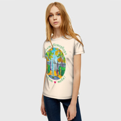 Женская футболка 3D Санкт-Петербург, Летний Сад на бежевом фоне - фото 2