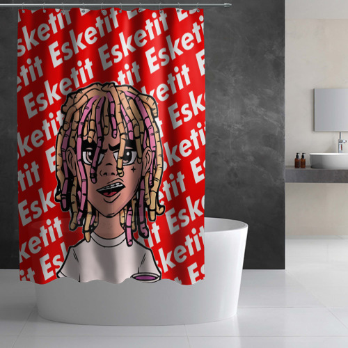 Штора 3D для ванной Рэпер Lil Pump логотип Esketit - фото 2