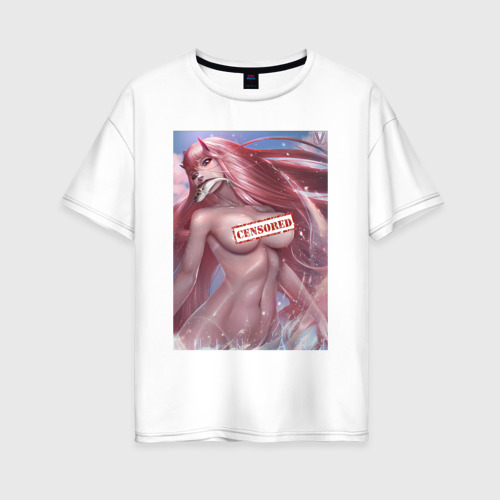 Женская футболка хлопок Oversize Zero 2 censored, цвет белый