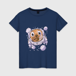 Собака мопс космонавт – Женская футболка хлопок с принтом купить со скидкой в -20%