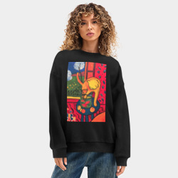 Женский свитшот oversize без начеса хлопок Кошка с рыбками Анри Матисс - фото 2