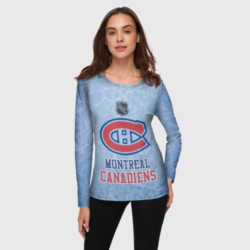 Женский лонгслив 3D с принтом Montreal Canadiens - NHL, фото на моделе #1