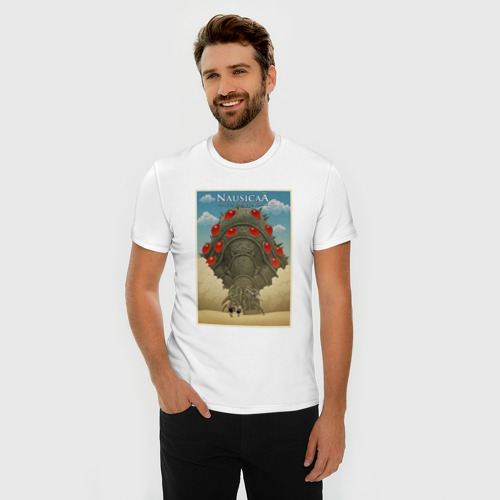 Мужская футболка хлопок Slim Nausicaa poster, цвет белый - фото 3