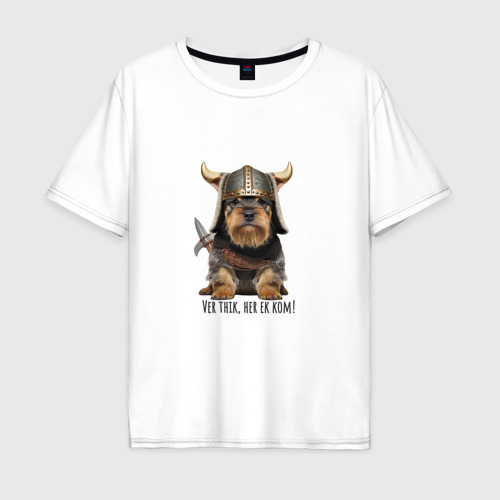 Мужская футболка хлопок Oversize с принтом Собака Ver thik, her ek kom, вид спереди #2