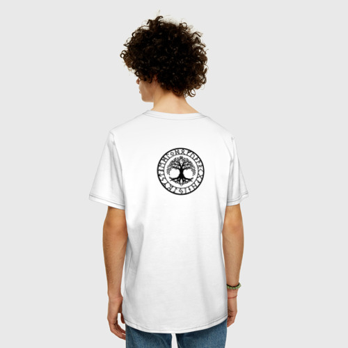 Мужская футболка хлопок Oversize с принтом Собака Ver thik, her ek kom, вид сзади #2