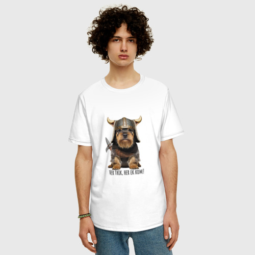 Мужская футболка хлопок Oversize с принтом Собака Ver thik, her ek kom, фото на моделе #1