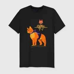 Мужская футболка хлопок Slim Stray - cat logo