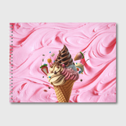 Альбом для рисования Аппетитное мороженое с клубникой и шоколадом
