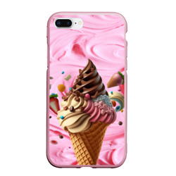 Чехол для iPhone 7Plus/8 Plus матовый Аппетитное мороженое с клубникой и шоколадом