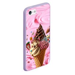 Чехол для iPhone 5/5S матовый Аппетитное мороженое с клубникой и шоколадом - фото 2