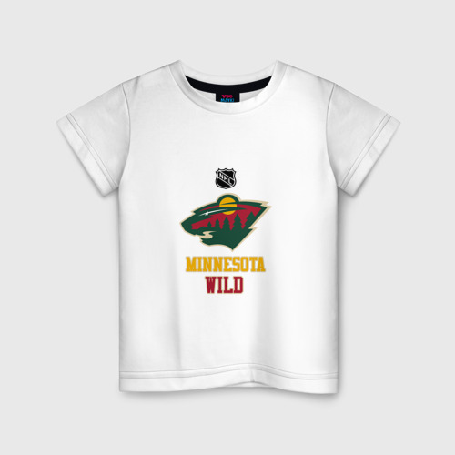 Детская футболка из хлопка с принтом Миннесота Уайлд - НХЛ, вид спереди №1