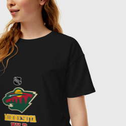 Женская футболка хлопок Oversize Миннесота Уайлд - НХЛ - фото 2