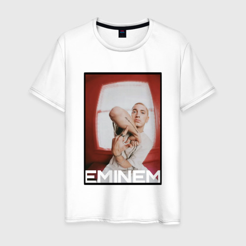 Мужская футболка из хлопка с принтом Eminem Logo, вид спереди №1