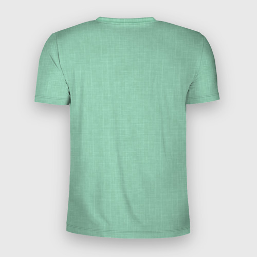 Мужская футболка 3D Slim с принтом Нежно зеленый в елочку, вид сзади #1