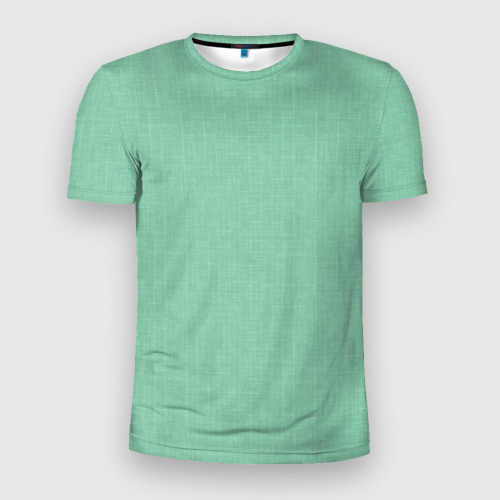 Мужская футболка 3D Slim с принтом Нежно зеленый в елочку, вид спереди #2