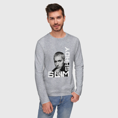 Мужской лонгслив хлопок с принтом Slim Shady Logo Eminem, фото на моделе #1