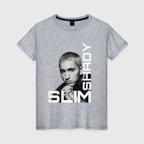 Женская футболка хлопок с принтом Slim Shady Logo Eminem, вид спереди #2