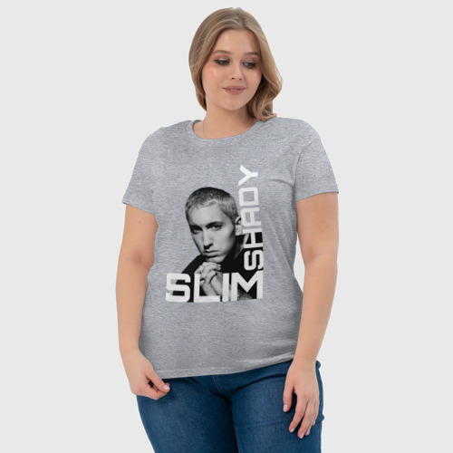 Женская футболка хлопок с принтом Slim Shady Logo Eminem, фото #4